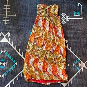 Nicole Miller strapless multi color metallic dress